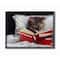 Stupell Industries Cat Reading a Book in Bed Funny Painting Black Framed Wall Art